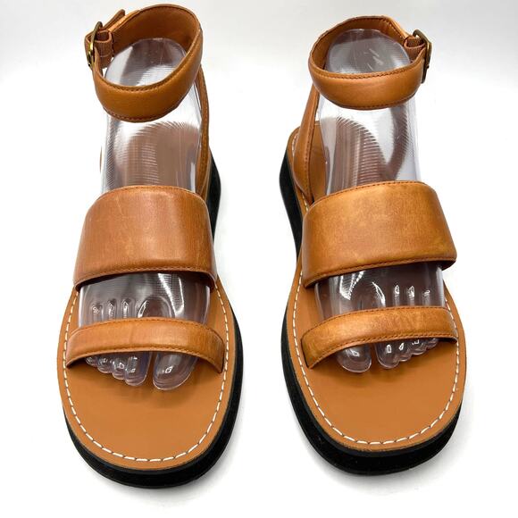 J. Crew Mallorca Platform Double-strap Leather Sandals Brown Size 7.5 - Picture 4 of 12